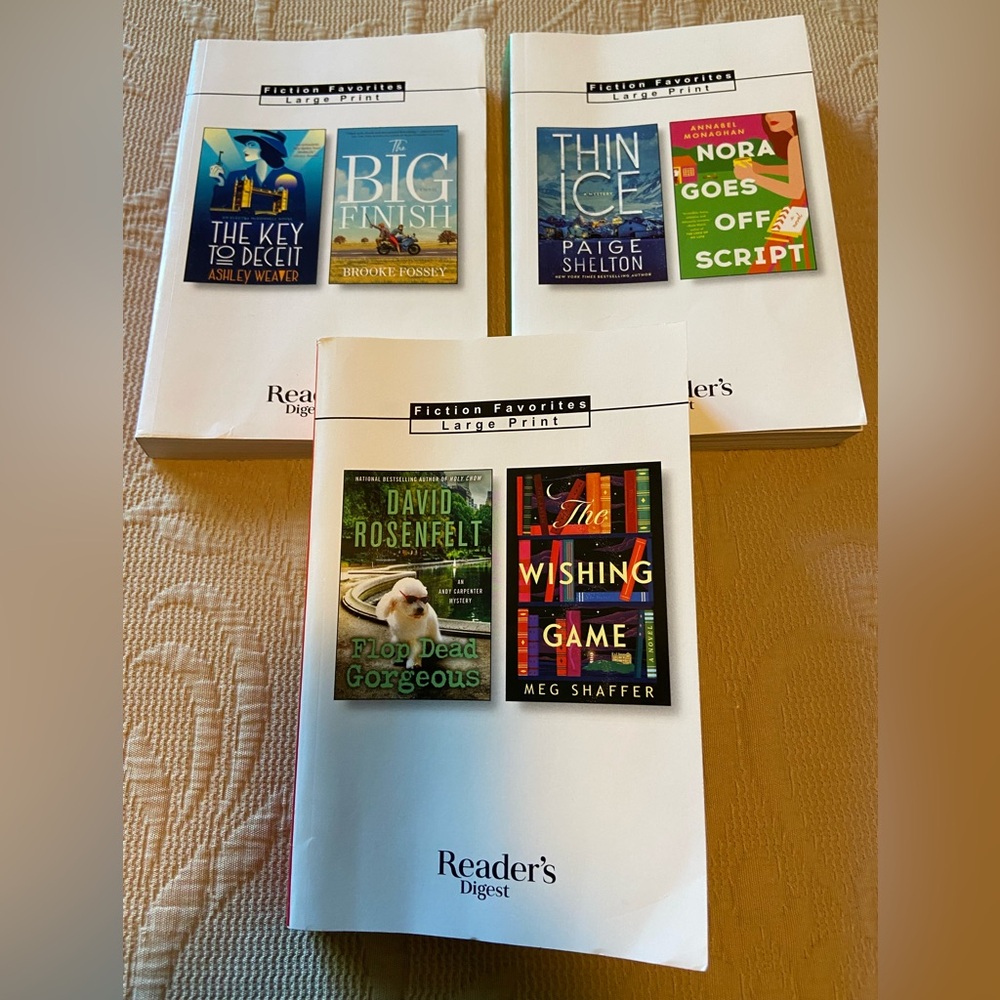 Reader Digest Large Print Paperback Books - Lot of 3. Two Stories in each book